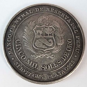 Moneda Conmemorativa de Plata Perú 5000 Soles de Oro 1979 - Monitor Huáscar - imagen 2