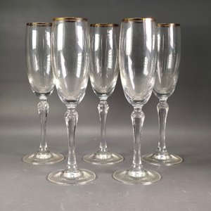 Juego de 5 Copas de Champagne con Borde Dorado en Cristal - imagen 6
