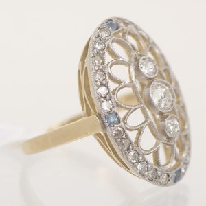Anillo de Oro 18k y Platino con Brillantes y Zafiros - imagen 2