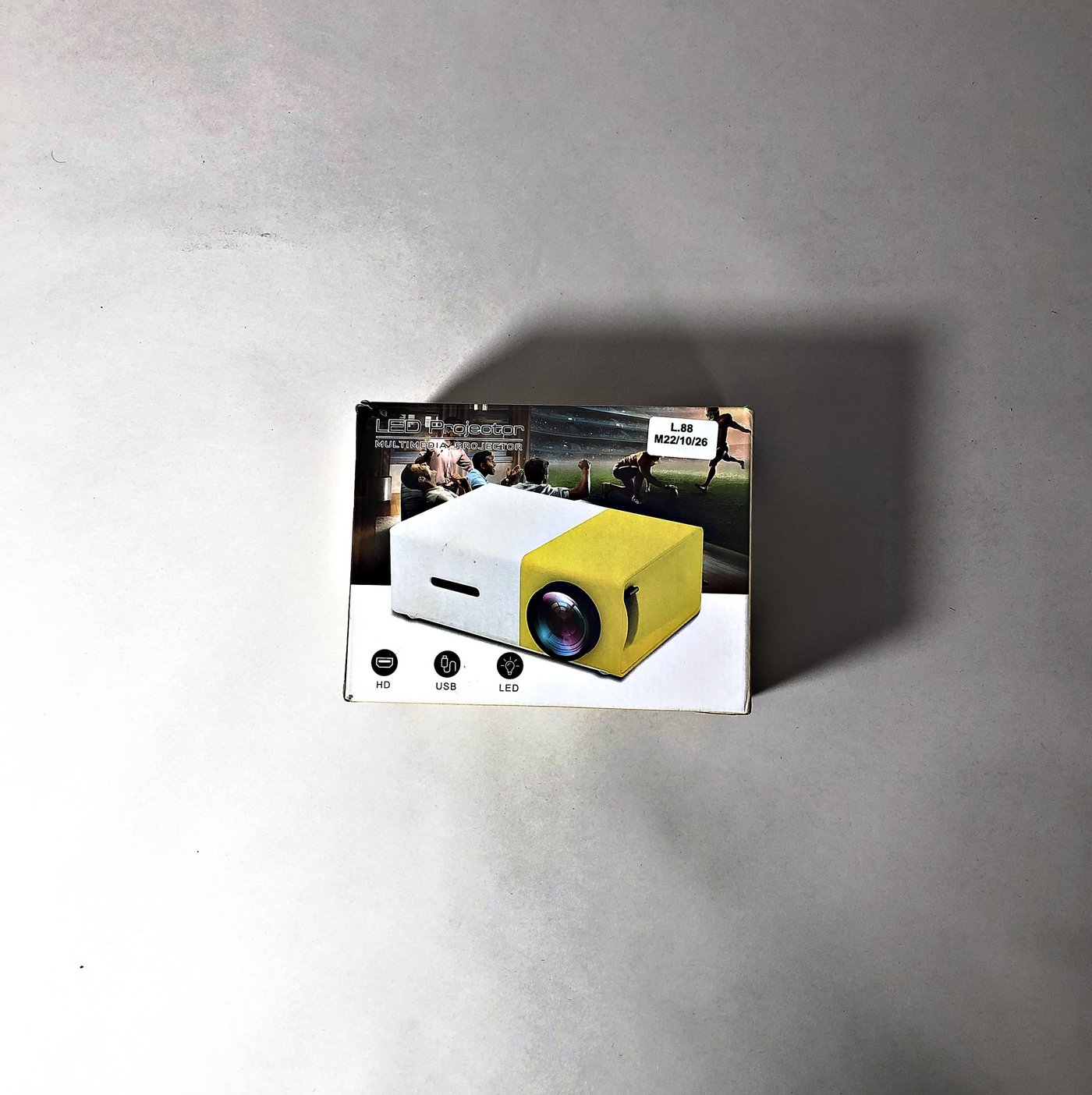 Proyector LED Multimedia Compacto Blanco y Amarillo
