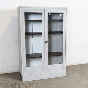 Lote siguiente: Vitrina Gris de Dos Puertas de Vidrio con Detalles y Averías