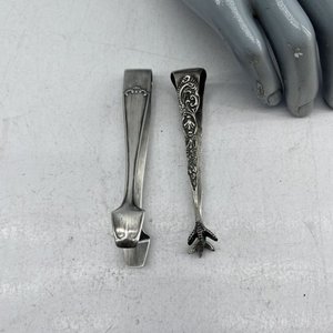 Pinzas para Azúcar de Plata: Una Marcada "800" y Otra Bañada en Plata - imagen 2