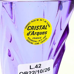 Conjunto de 3 piezas de cristal color lila: 2 ceniceros y 1 florero - imagen 4