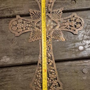 Antiguo Crucifijo Barroco de Bronce y Madera Noble - imagen 10