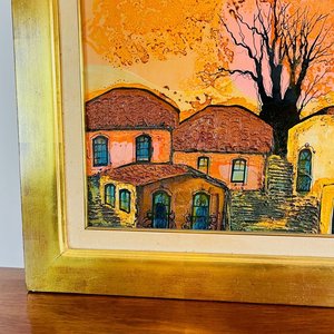 Cuadro al óleo sobre tela "Casas" firmado por Aneff - imagen 3