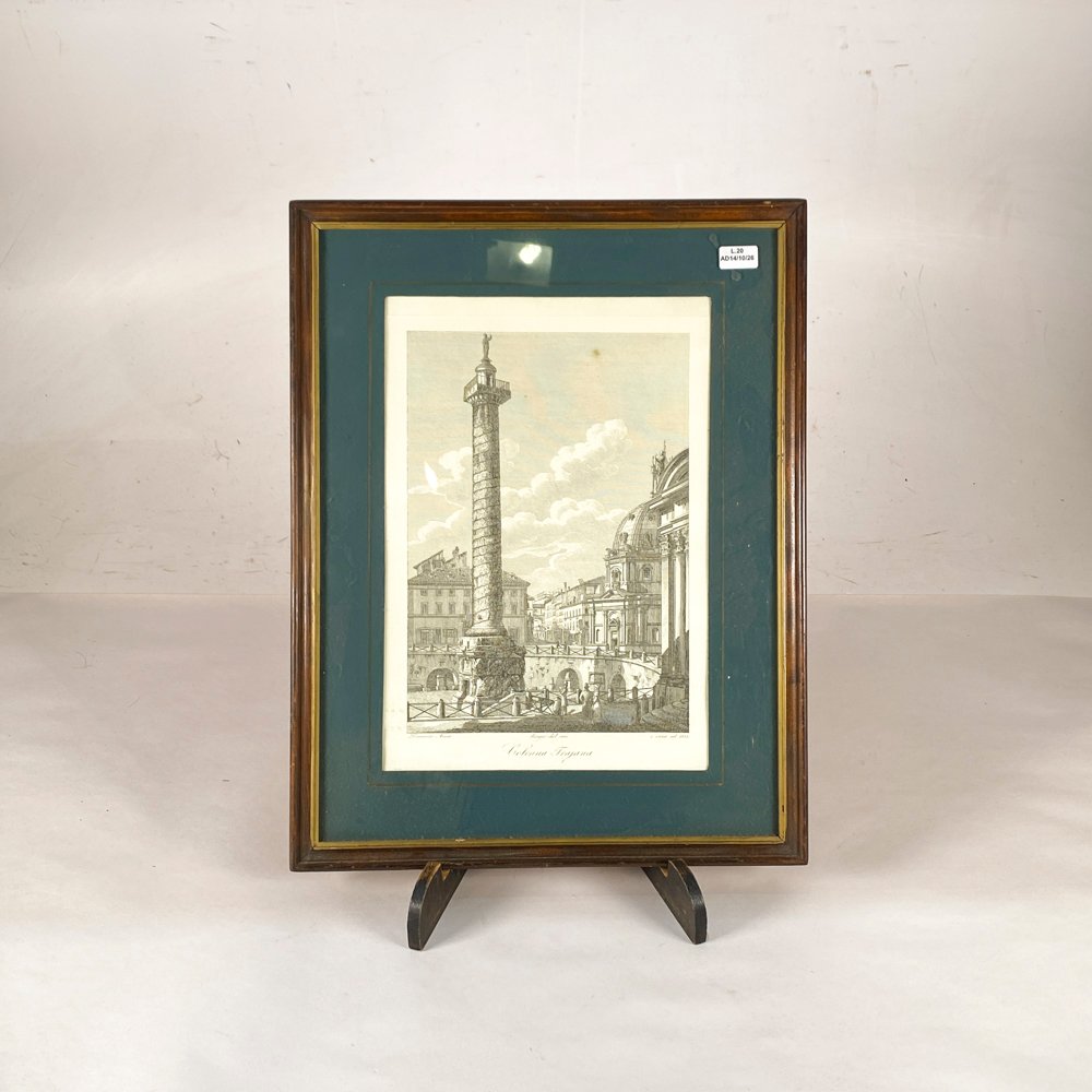Grabado Antiguo Columna Trajana Roma 22 x 32 cm