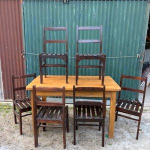 Mesa de Madera con 6 Sillas Estilo Rústico - imagen 2