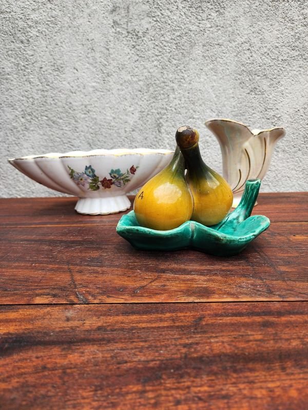 Centro de Mesa, Florero y Aceitera/Vinagrera de Cerámica LyPu