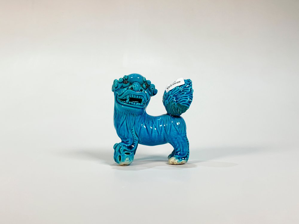 Figura Perro Foo de Cerámica Celeste