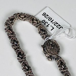 Conjunto de Cadena y Pulsera de Plata Mexicana Eslabón Torneado - imagen 7