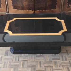 Mesa Ratona Octogonal Negra con Detalles en Madera Clara - imagen 2