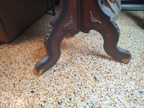MESA TIP TOP NAPOLEON III ENCHAPADA EN NOGAL Y MADERA FRUTALES - imagen 5