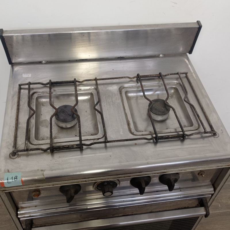 Cocina de 2 hornallas marca 'Delne' en acero inoxidable - imagen 3