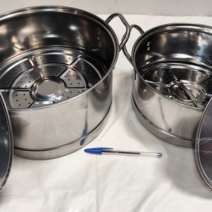 Set de 2 Ollas Acero Inoxidable con Tapas y Vaporeras, 30 y 26 cm - imagen 3