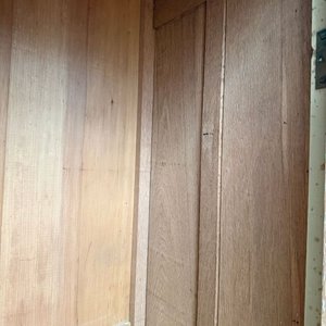 Ropero Antiguo de Roble Pintado con Espejo Ovalado y Cajones - imagen 10