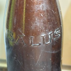 Dos Botellas de Vidrio Marrón "Salus" Uruguay - imagen 4