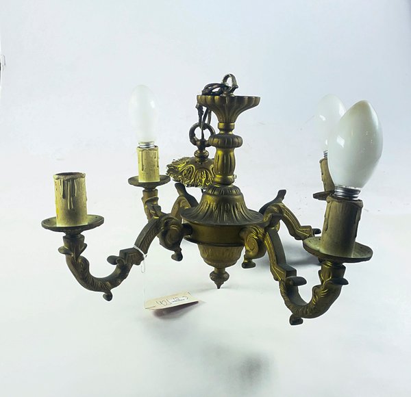 Araña de Bronce Antigua con 4 Luces - imagen 1