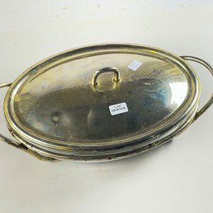 Fuente Oval de Vidrio con Tapa y Soporte Metálico - 30 x 21 cm - imagen 2