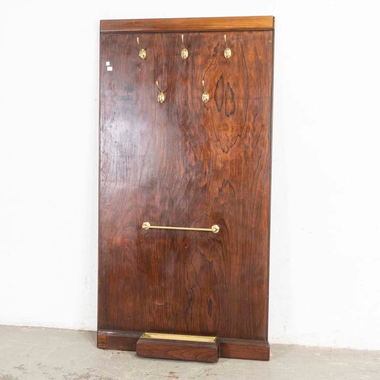 Panel Recibidor de Madera con Perchas y Paragüero de Bronce