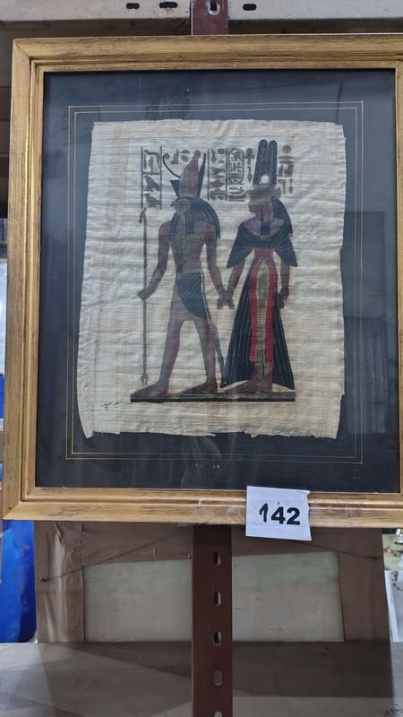 CUADRO ANTIGUO EGIPTO EN PAPEL DE PALMA - imagen 2