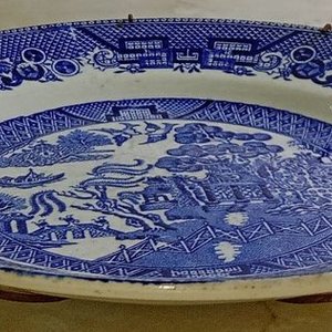 Plato Hondo de Porcelana Boch Frères Diseño Willow (1920s) - imagen 2