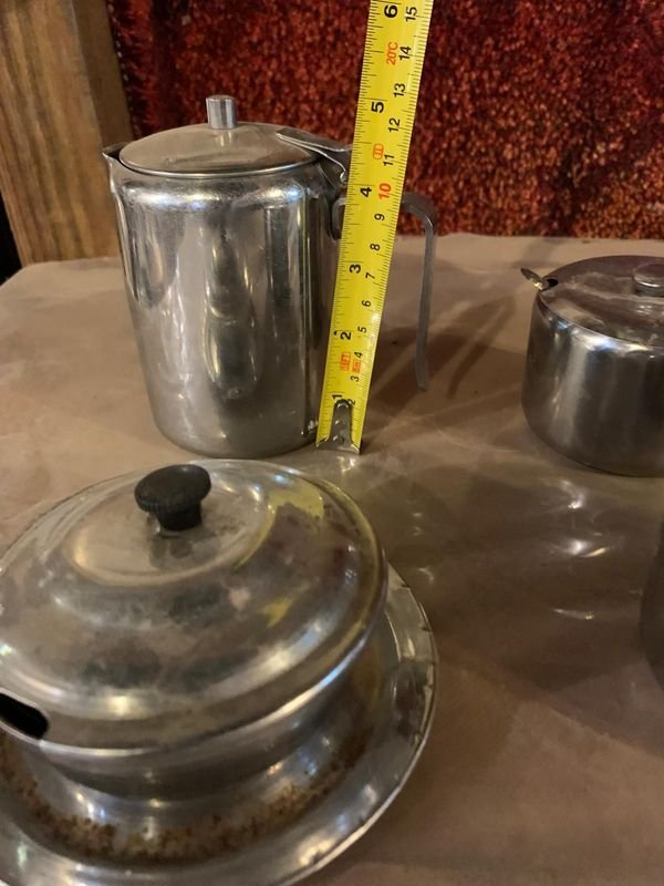 Lote de azucareros y jarra de café en metal - imagen 2