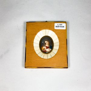 Miniatura Pintada a Mano Virgen con Niño, Marco Decorado - imagen 2