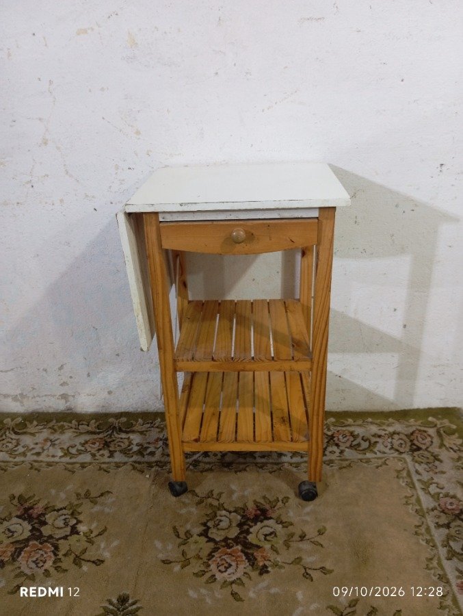 Mueble Auxiliar de Cocina Rodante con Ala y Cajón