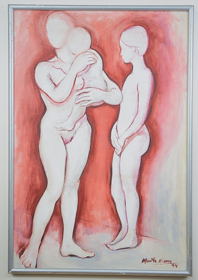 Óleo sobre lienzo de Martha Nieves, firmado 1994, con marco