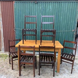 Mesa de Madera con 6 Sillas Estilo Rústico - imagen 4