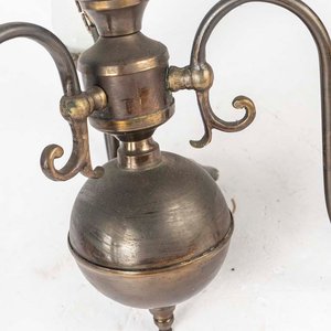 Araña Holandesa de Bronce con Tres Tulipanes Opalinos - imagen 2