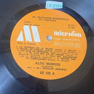 Disco de Vinilo Aldo Monges "El Trovador Romántico de Córdoba" - imagen 3