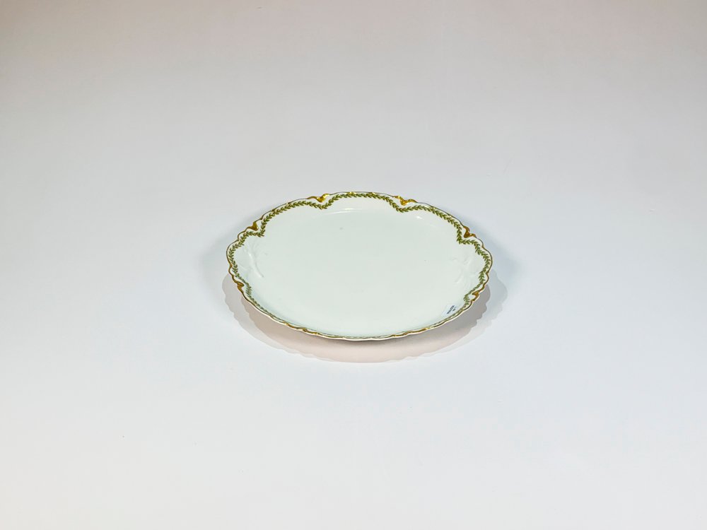 Plato de Porcelana Francesa Haviland Limoges con Guarda Dorada y Espigas