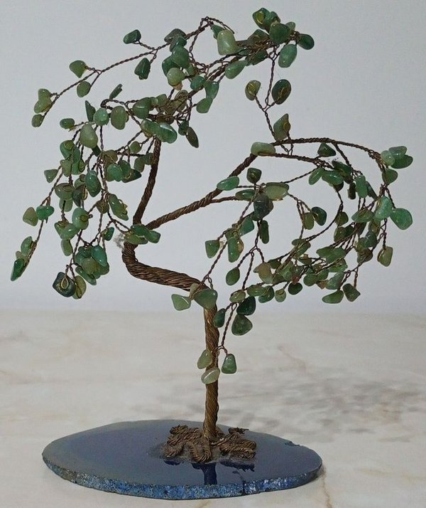 Árbol de la Vida Feng Shui con Hojas de Aventurina Verde y Base de Ágata - imagen 1