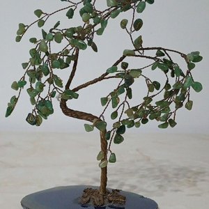 Árbol de la Vida Feng Shui con Hojas de Aventurina Verde y Base de Ágata - imagen 1