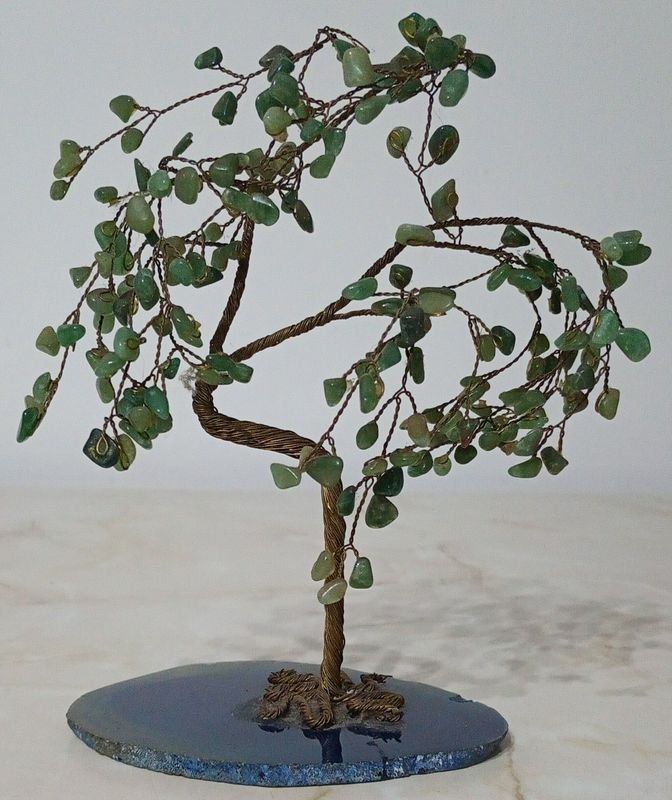 Árbol de la Vida Feng Shui con Hojas de Aventurina Verde y Base de Ágata