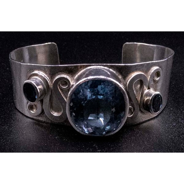Pulsera Esclava de Plata 950 con Topacios Azules - imagen 1