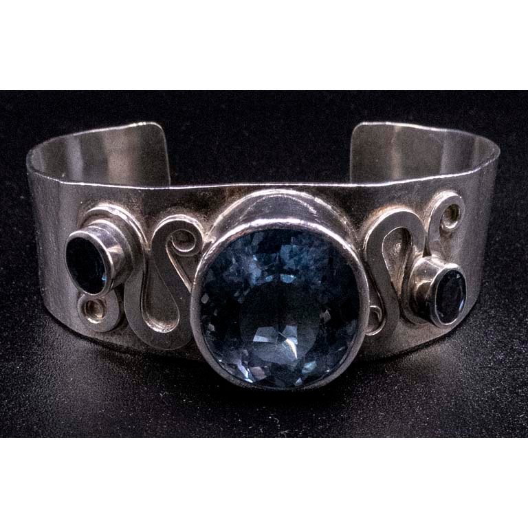 Pulsera Esclava de Plata 950 con Topacios Azules