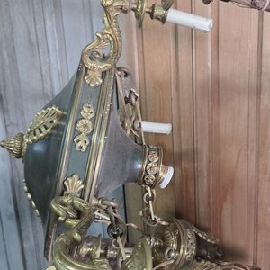Araña de Bronce Estilo Imperio Seis Luces - imagen 6