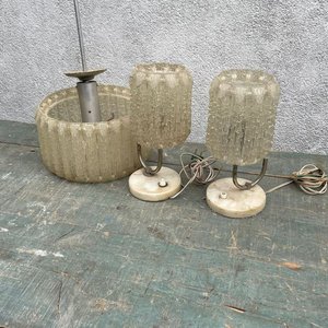 Lámparas de Mesa Vintage con Pantallas Texturizadas y Base de Mármol - imagen 2