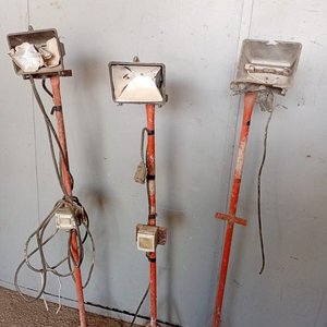 3 Focos de Pie con Estructura de Hierro Naranja, 1.40m de Alto - imagen 3