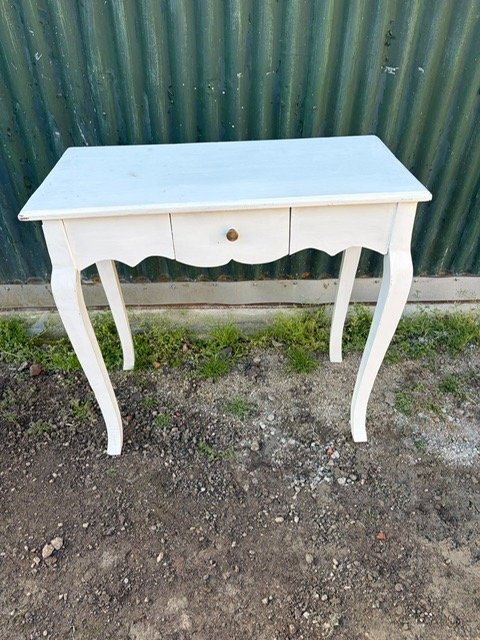 Mesa de Arrimo Blanca Estilo Francés con Cajón