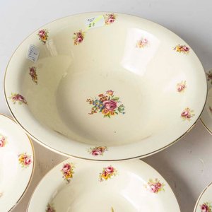 7 Piezas de loza inglesa para frutas Woods Ivory Ware, diseño flores, borde dorado con desgaste. Medidas: 16x4 cm - imagen 2