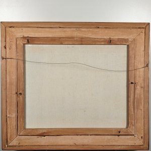 Óleo sobre lienzo firmado H. West: Escena de calle con fachadas y marco dorado - imagen 8