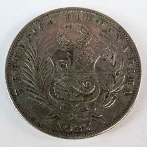 Moneda de Plata Peruana 1/2 Sol de 1927 - 12g - imagen 2
