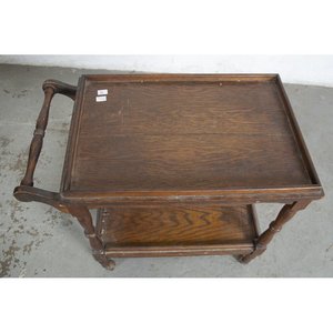 Mesa Bar Rodante de Madera Oscura, Dos Niveles, con Ruedas - imagen 3
