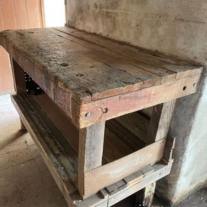 Mesa de Trabajo Antigua de Madera Rústica - imagen 2