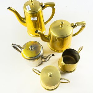 Juego de 5 Piezas Metálicas para Servir: Cafeteras y Azucarero - imagen 2