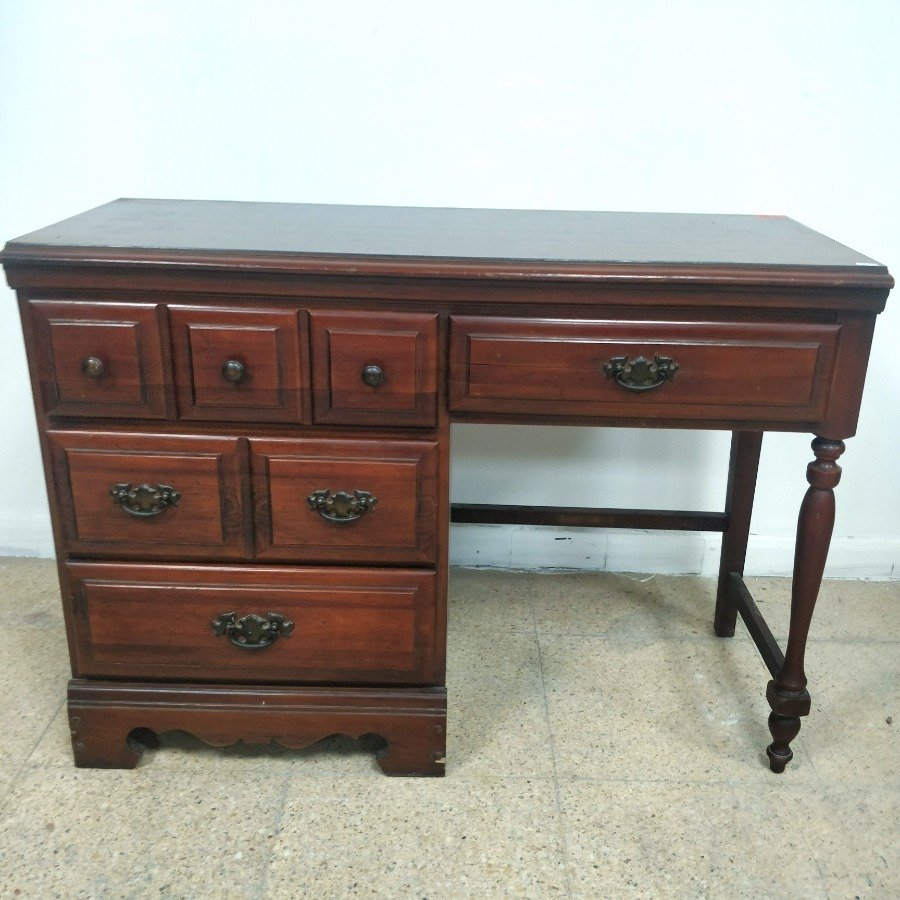 Escritorio de madera maciza con 4 cajones y herrajes metálicos - imagen 2