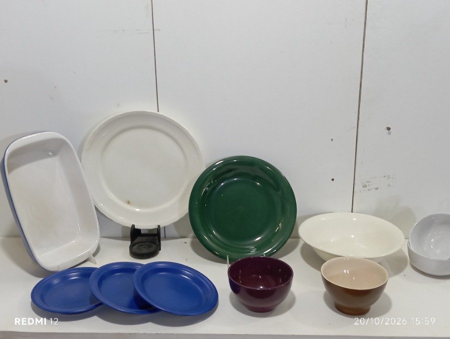 Lote Variado de Vajilla: Platos, Bowls y Fuente Rectangular